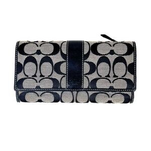 Coach Black and Tan Signature Wallet